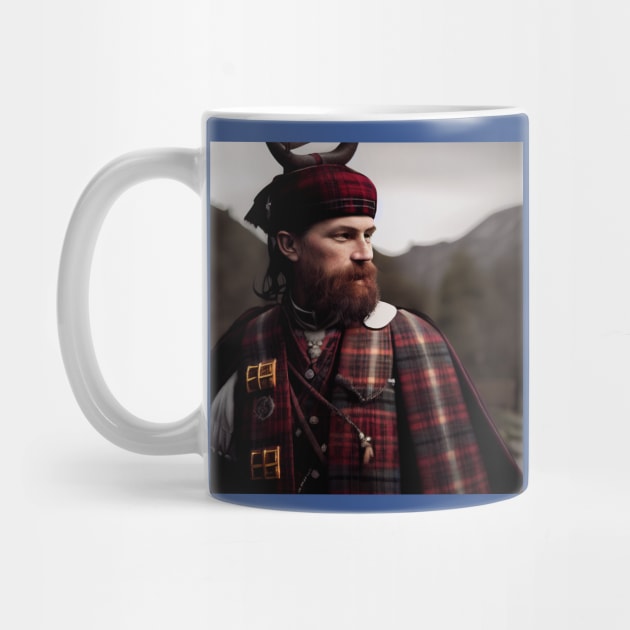 Scottish Highlander in Clan Tartan by Grassroots Green